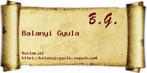 Balanyi Gyula névjegykártya
